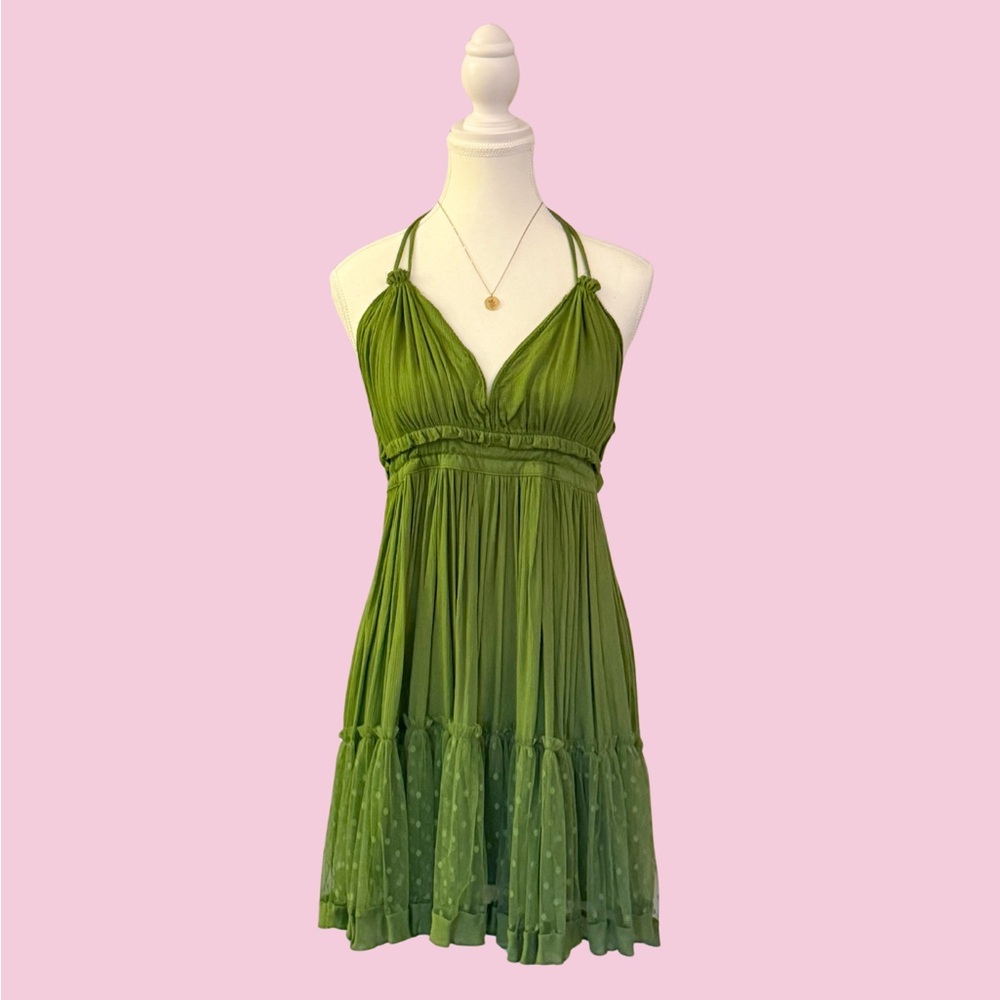 R. Vivimos Green Backless Tie Dress